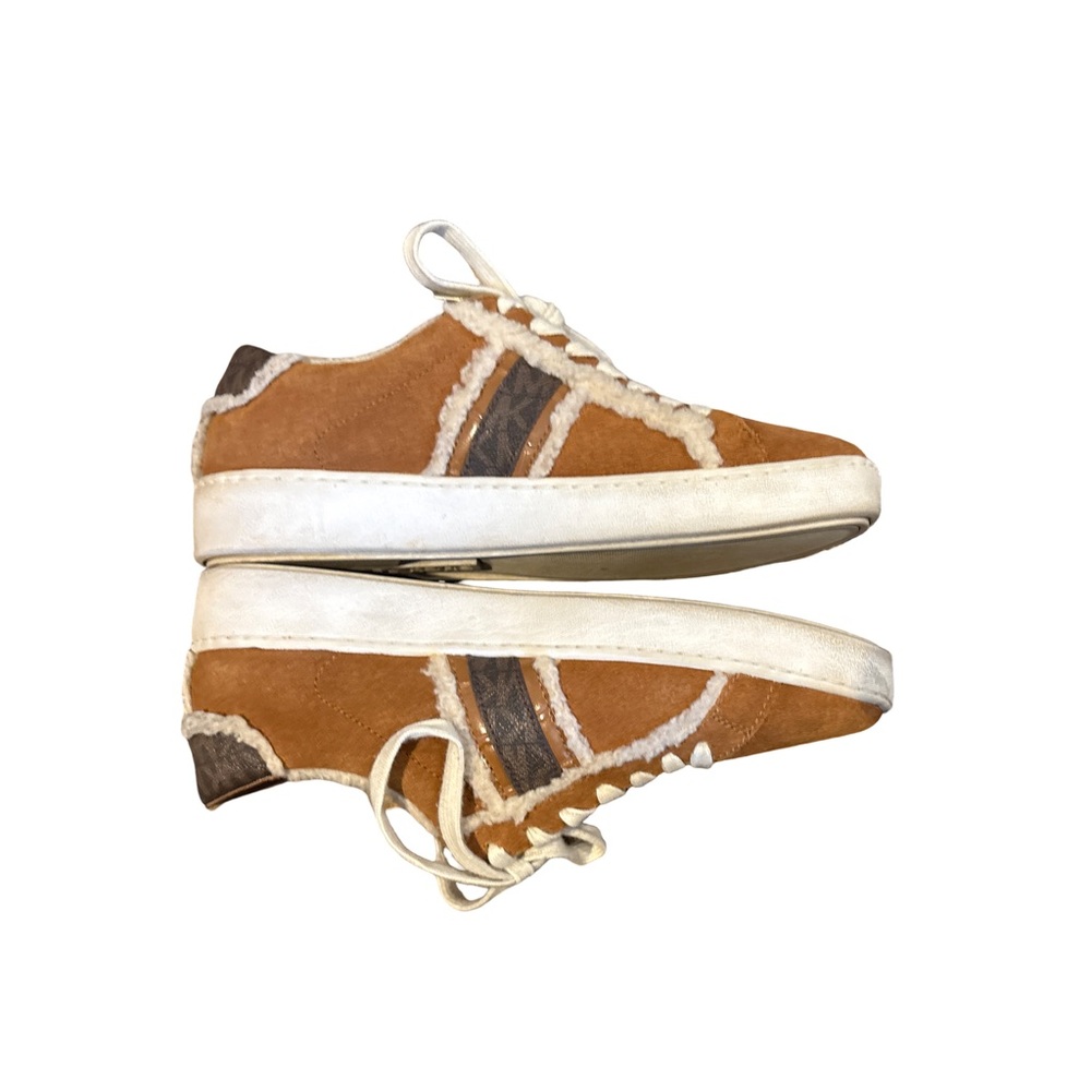Michael Kors Brown and White Faux Shearling Sneakers size 8.5